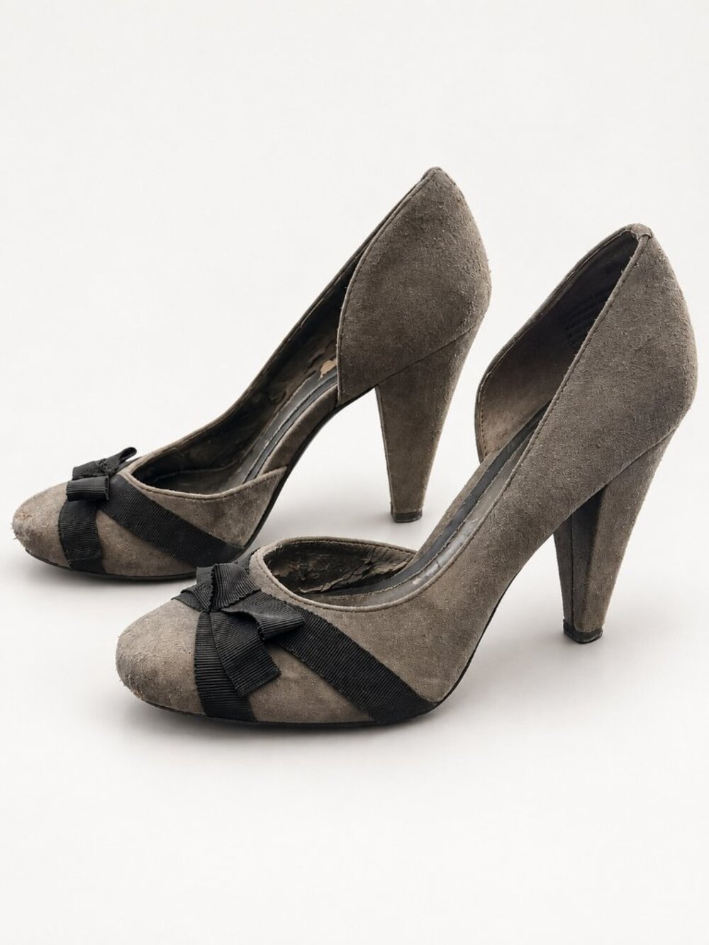Alfani Gray Black Bow D'Orsay Closed Toe Pumps